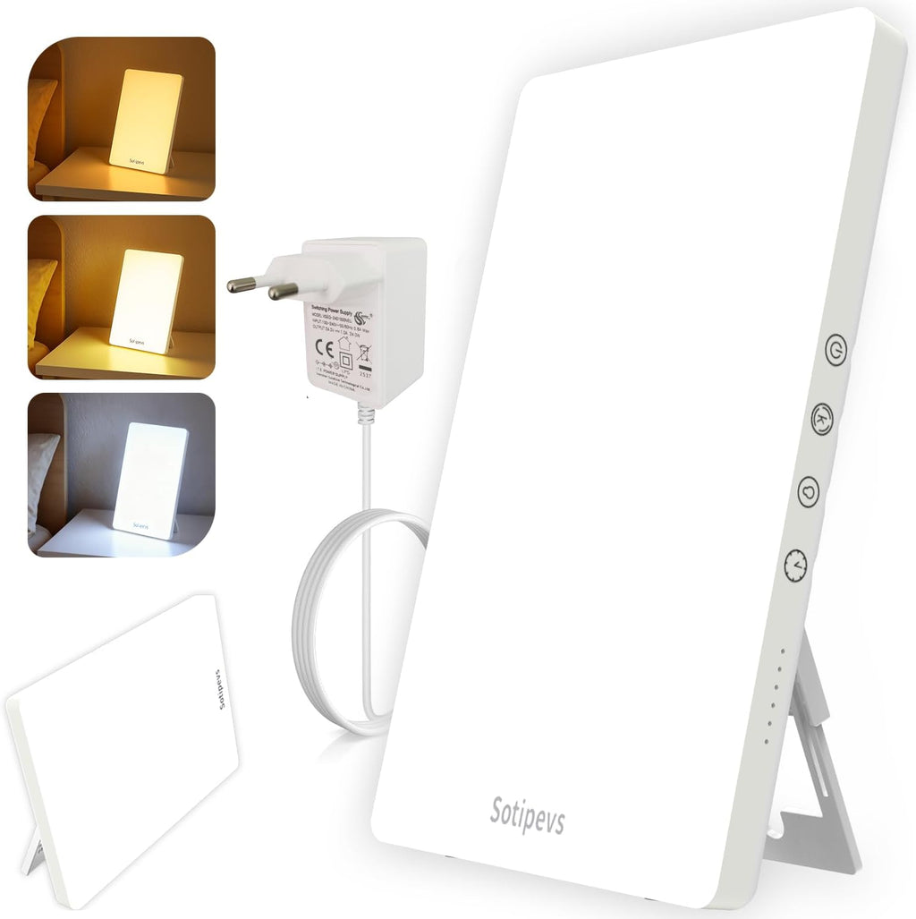 Tageslichtlampe 15000 Lux, Lichttherapielampe, 30cm Kompakte Tageslichtlampe mit 3 Farbtemperaturen, 5 Helligkeitsstufen, 6 Timern und Memory-Funktion