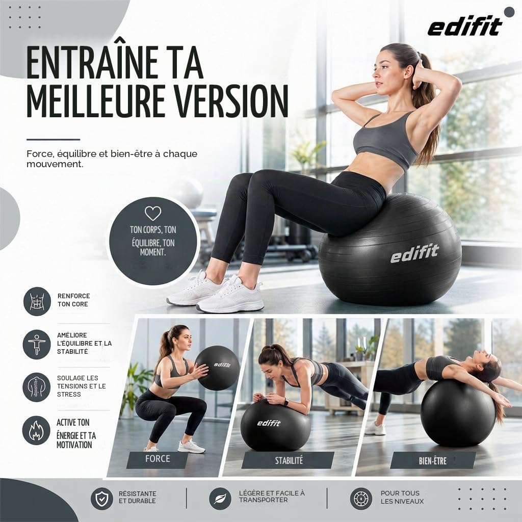 Ballon de gym & grossesse Edifit — Gonfleur inclus