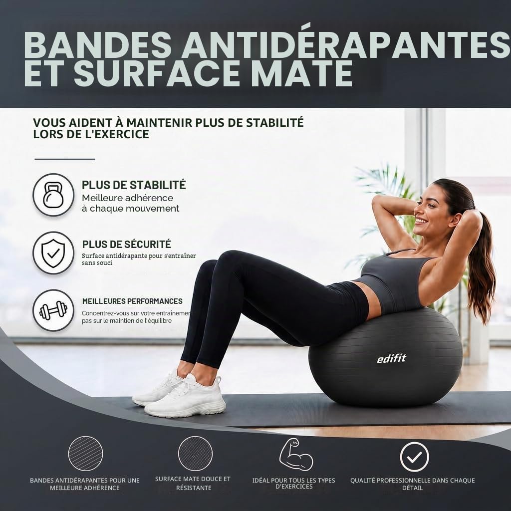 Ballon de gym & grossesse Edifit — Gonfleur inclus