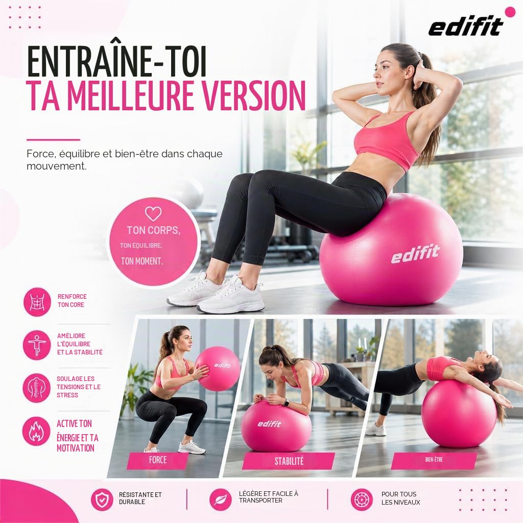 Ballon de gym & grossesse Edifit — Gonfleur inclus