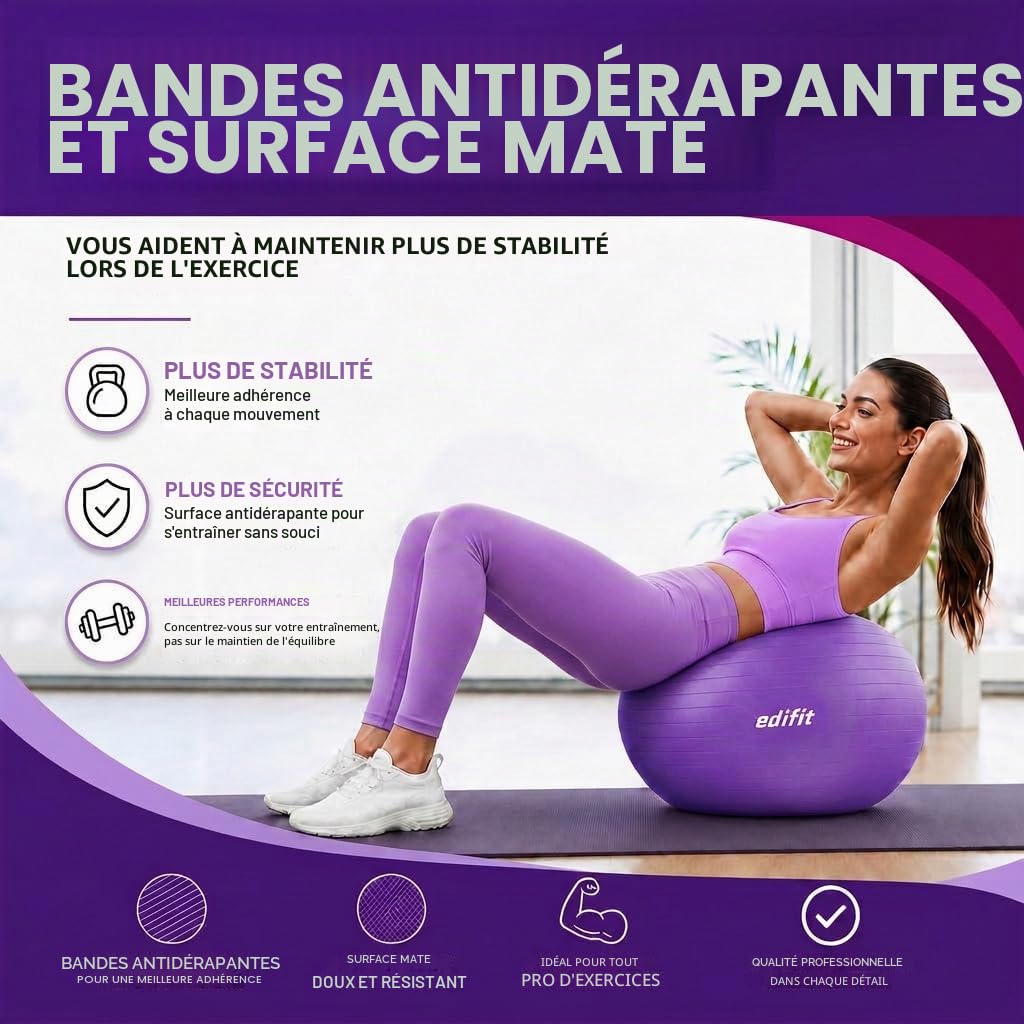 Ballon de gym & grossesse Edifit — Gonfleur inclus