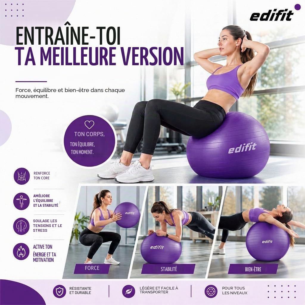 Ballon de gym & grossesse Edifit — Gonfleur inclus