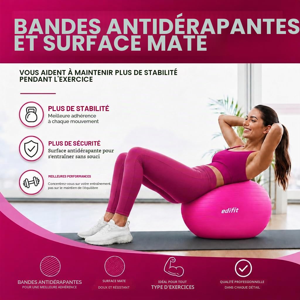 Ballon de gym & grossesse Edifit — Gonfleur inclus