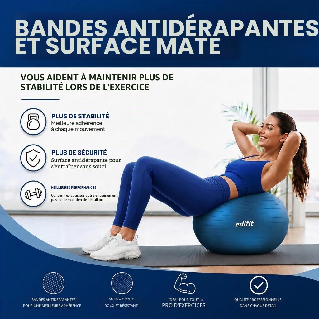 Ballon de gym & grossesse Edifit — Gonfleur inclus