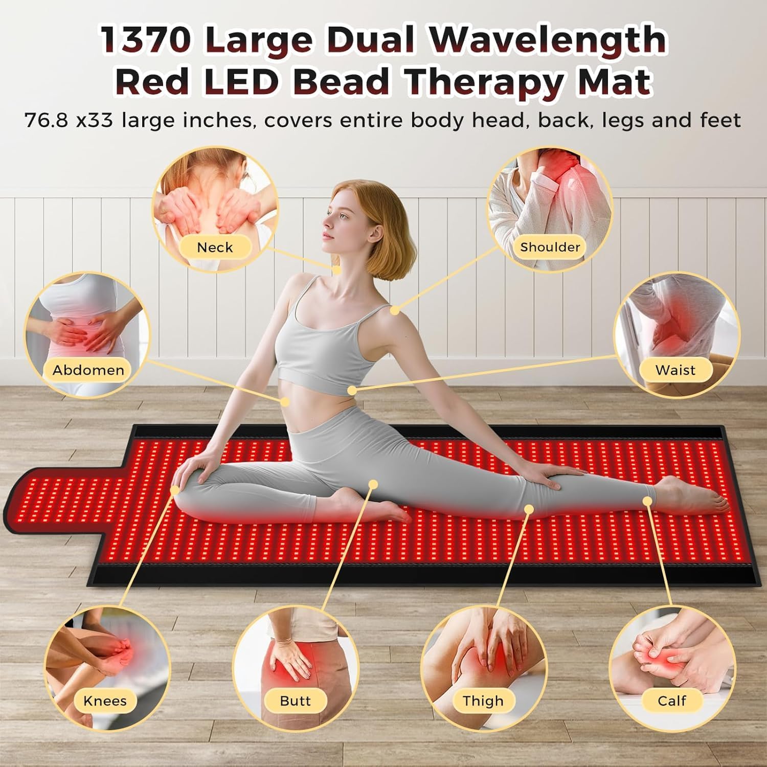Red Light Therapy Mat — 1370 LEDs (660nm & 850nm) Full Body
