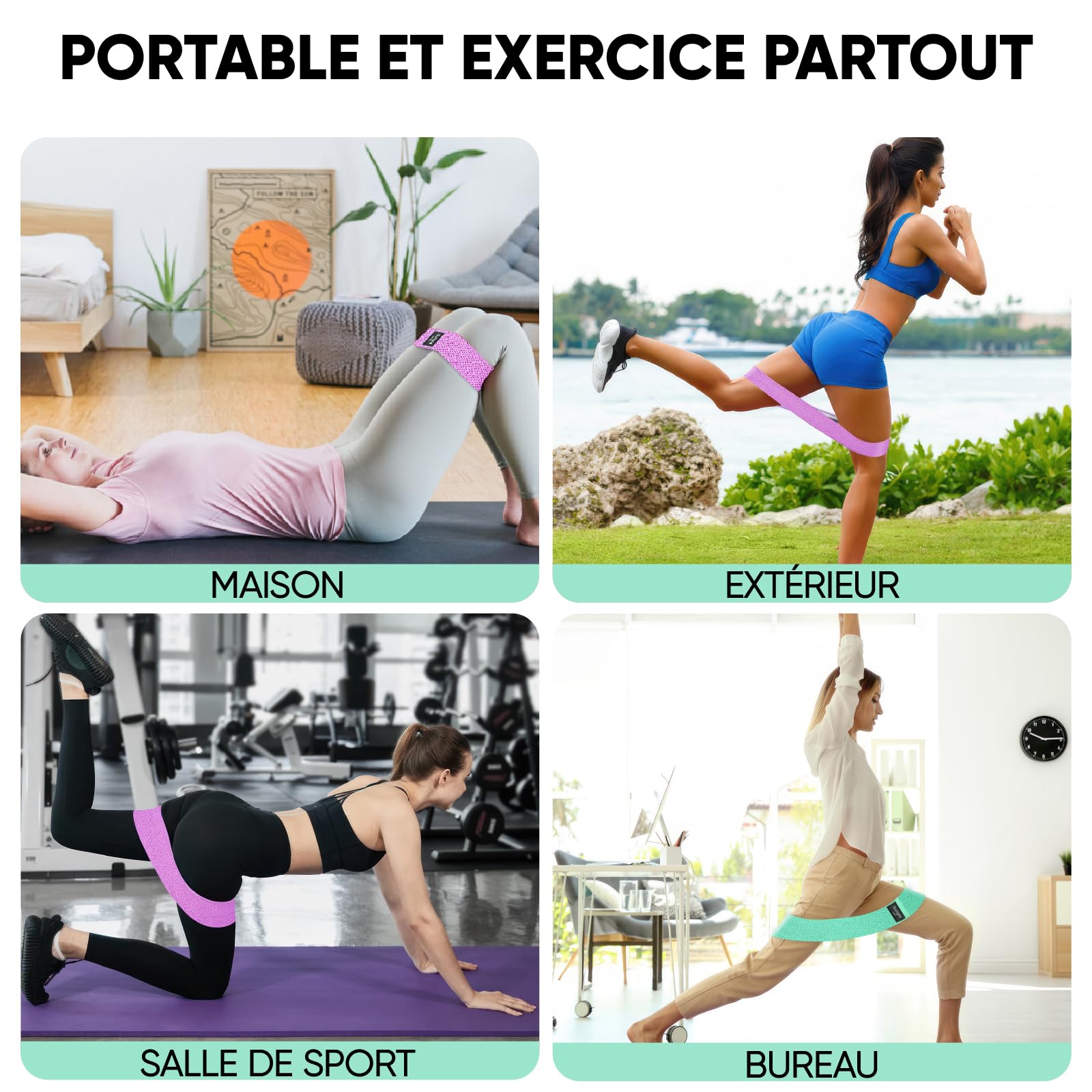 Bandes Élastiques Musculation en Tissu — 3 Niveaux