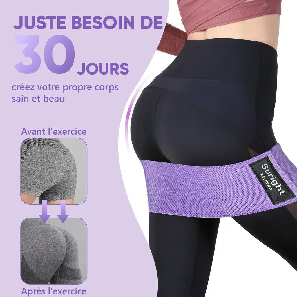 Bandes Élastiques Musculation en Tissu — 3 Niveaux