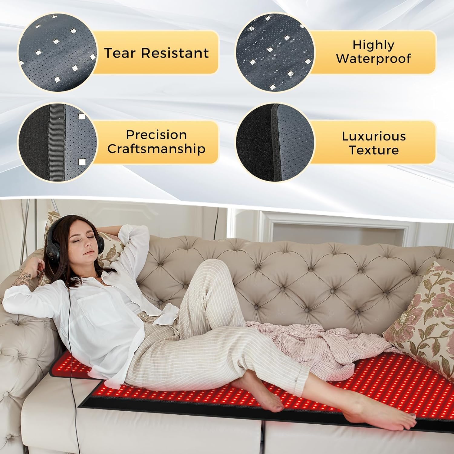 Red Light Therapy Mat — 1370 LEDs (660nm & 850nm) Full Body