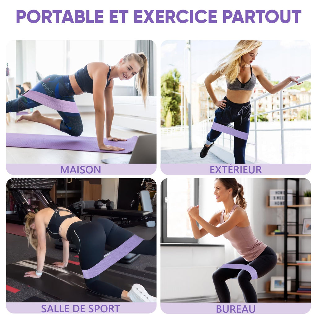 Bandes Élastiques Musculation en Tissu — 3 Niveaux