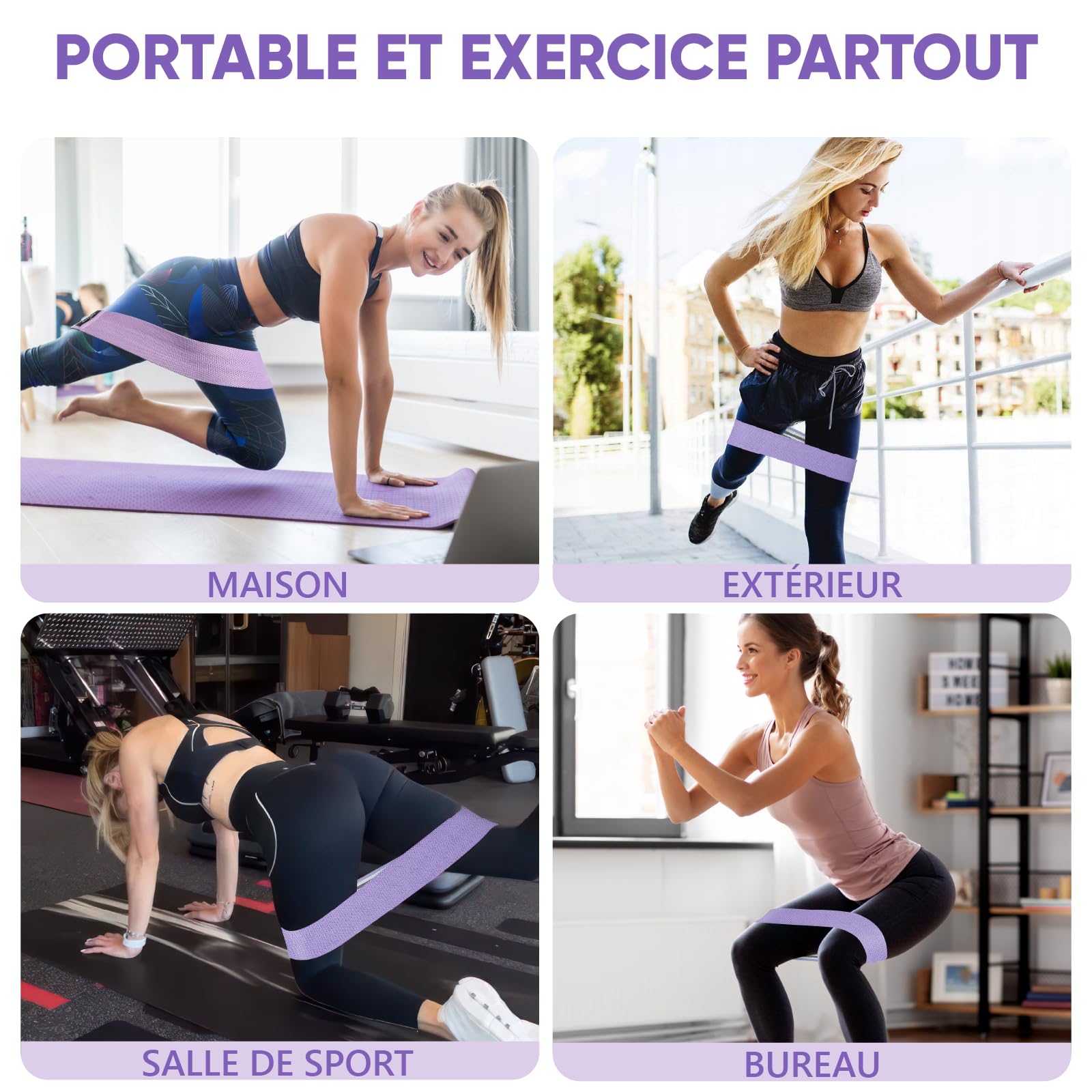 Bandes Élastiques Musculation en Tissu — 3 Niveaux