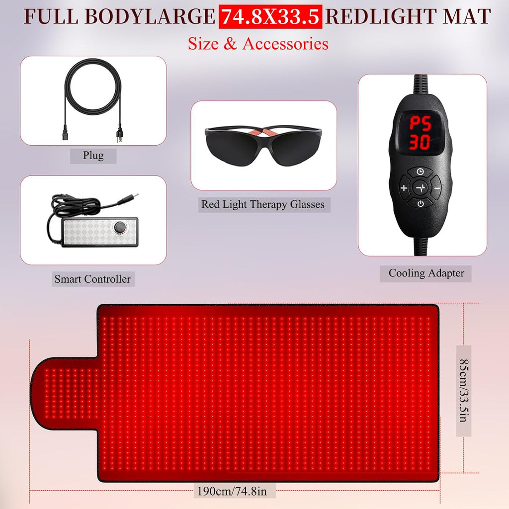 Red Light Therapy Mat — 1370 LEDs (660nm & 850nm) Full Body