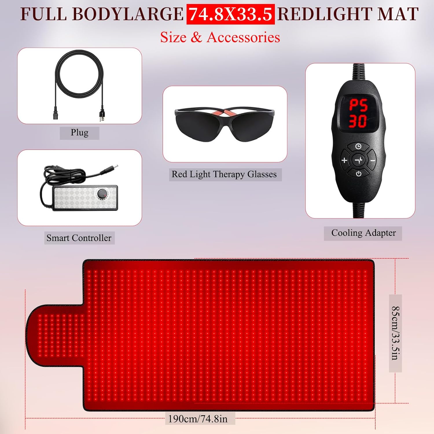 Red Light Therapy Mat — 1370 LEDs (660nm & 850nm) Full Body