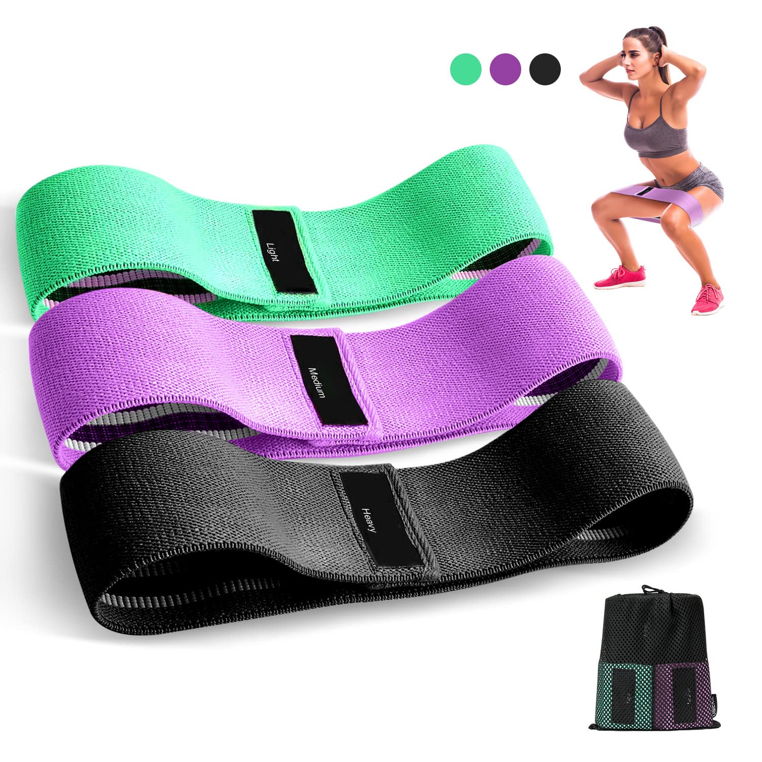 Fabric Resistance Bands for Strength Training — 3 Levels