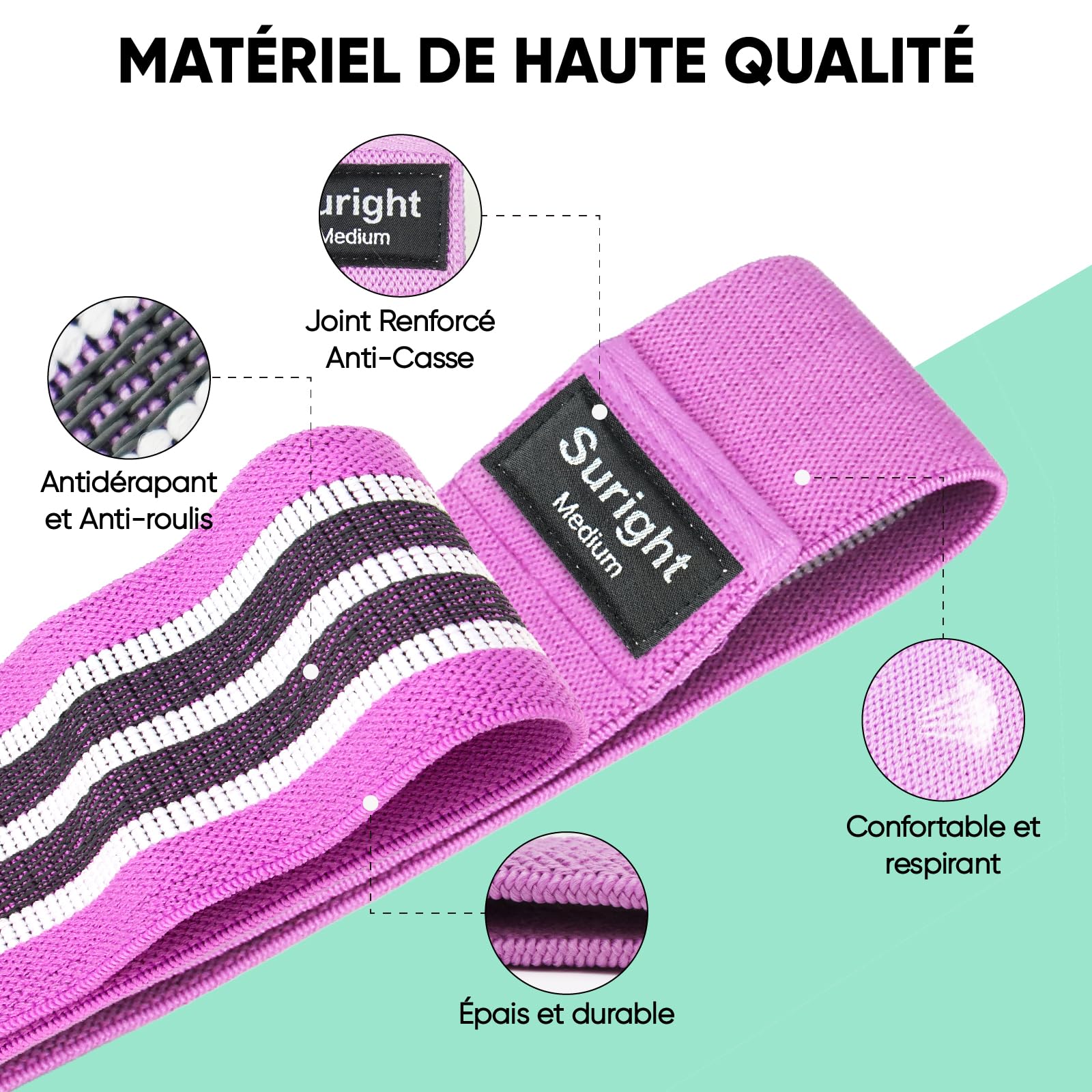 Bandes Élastiques Musculation en Tissu — 3 Niveaux