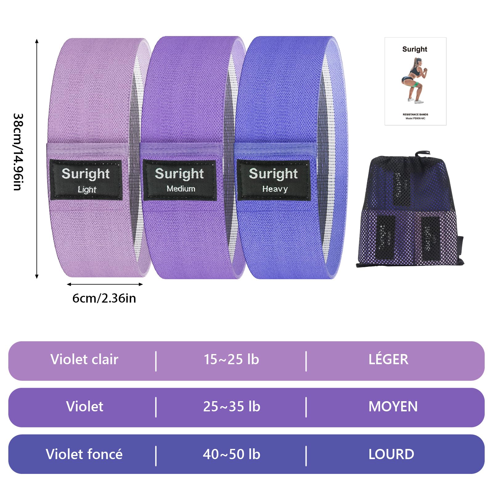 Fabric Resistance Bands for Strength Training — 3 Levels