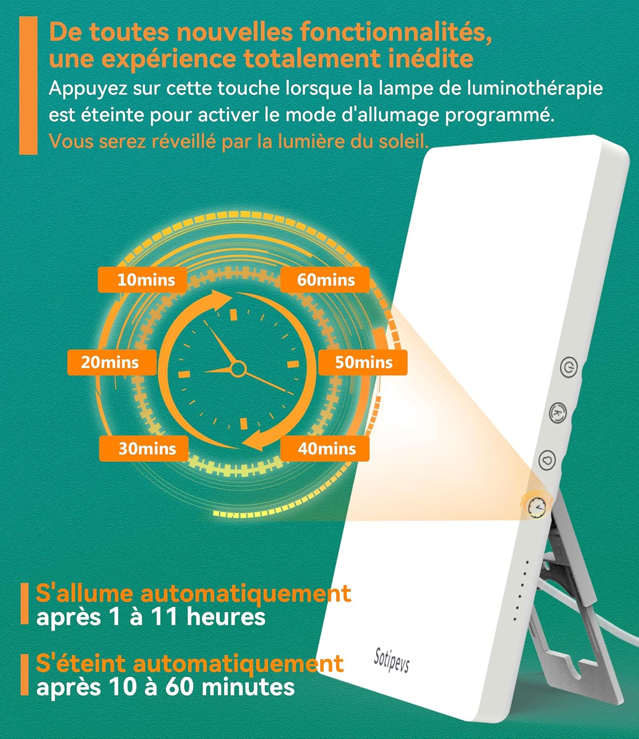 15,000 Lux Light Therapy Lamp — 3 Color Temperatures & Timer