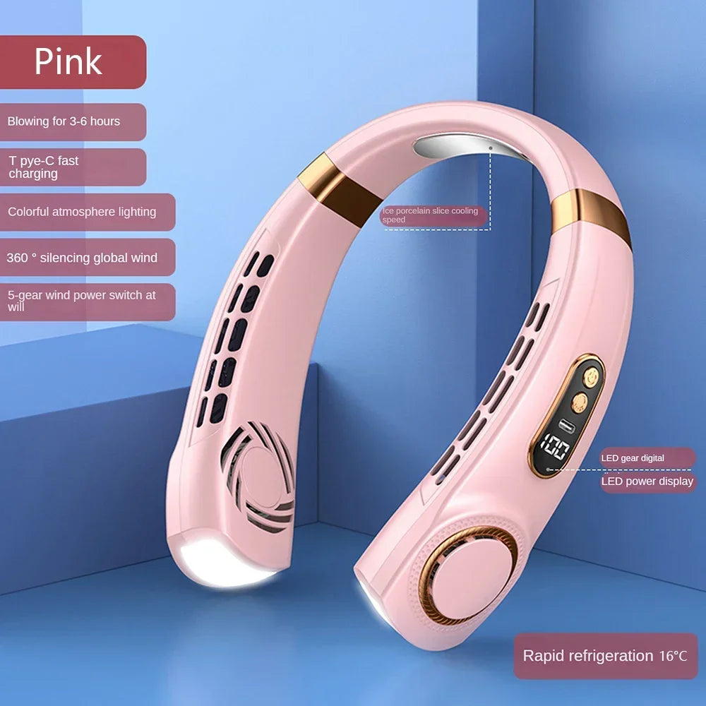 Portable Bladeless Neck Fan — Rechargeable with Digital Display