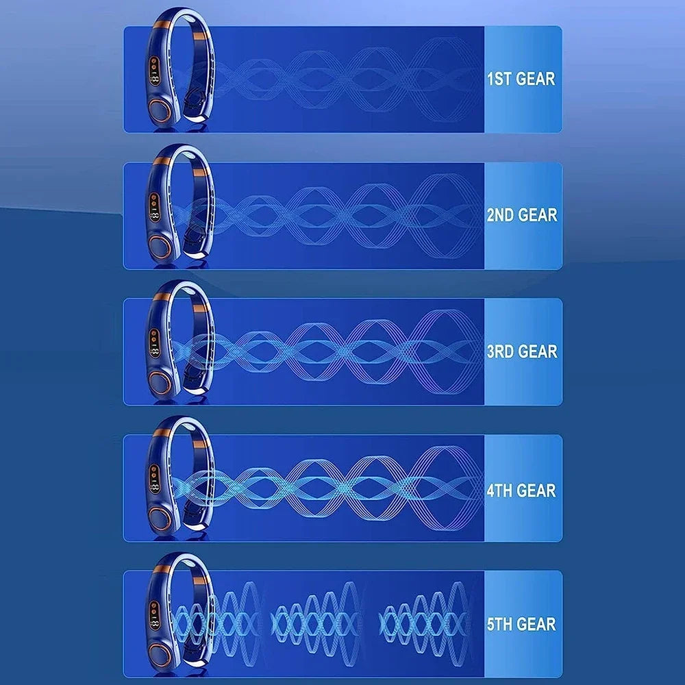 Portable Bladeless Neck Fan — Rechargeable with Digital Display