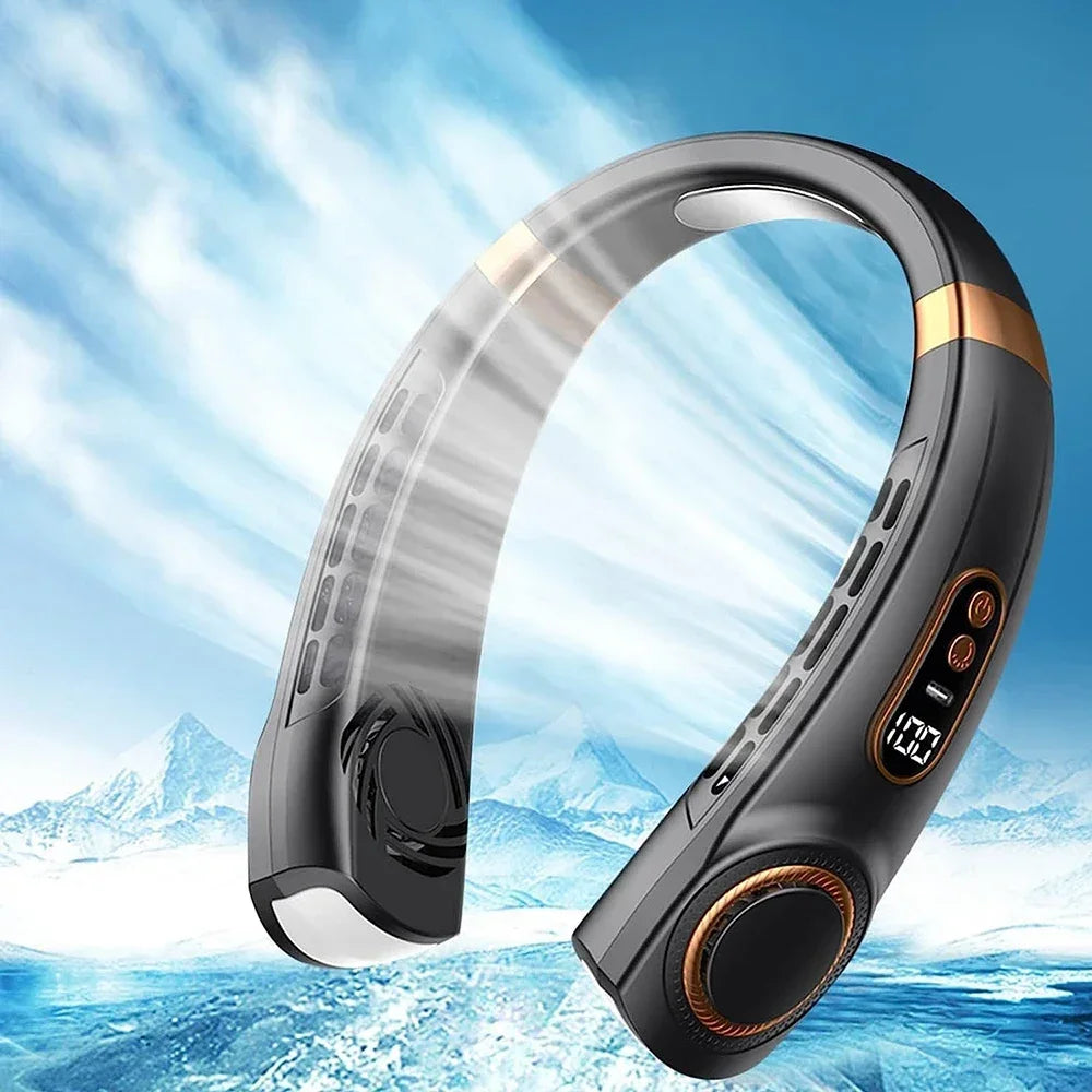 Portable Bladeless Neck Fan — Rechargeable with Digital Display